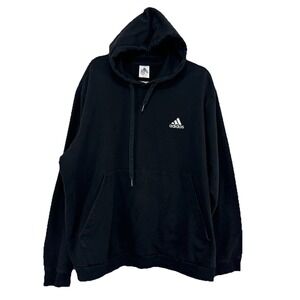 Adidas Hoodie Men's‎ 2XL Black Fleece Lined Cotton Long Sleeve Outdoor Pullover